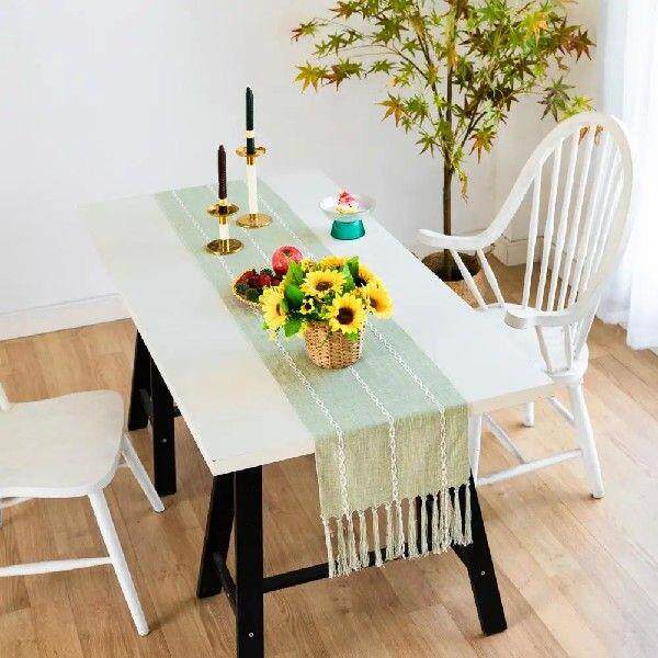Farmhouse Table Runner Handwoven Farmhouse Cotton Linen