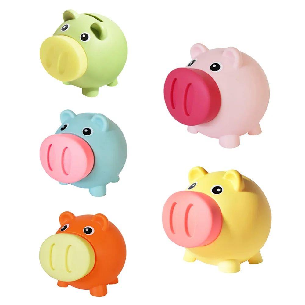 Small Piggy Bank Cartoon Money Storage Boxes Squeaky Kids To