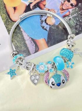 1pc Kawaii Stitch Cartoon Rhinestone Necklace And Bracelet S