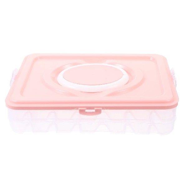 Pink Food Grade Freezer Storage Box 2 Layers PP Material