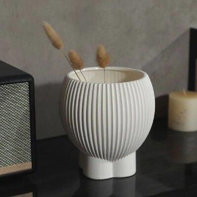White Simple Ceramic Decoration Dry Flower Vase Home Living