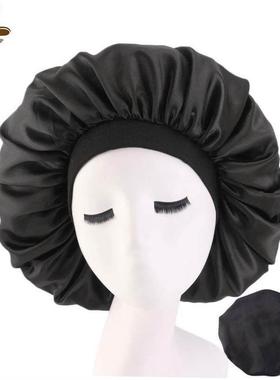 Cap Head Cover Bonnet Hat for For Curly Springy Hair Black