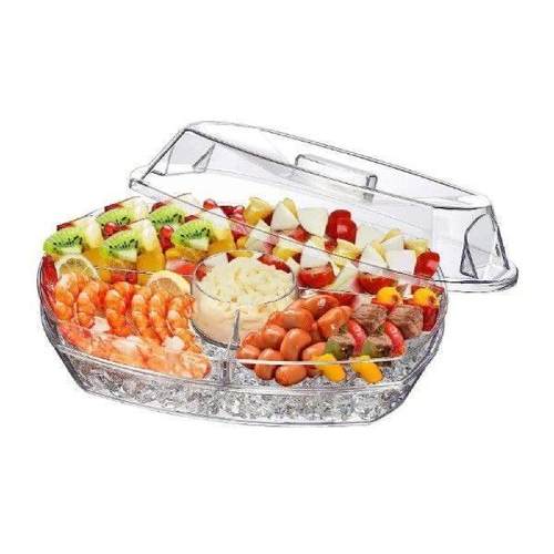 Plastic Chilled Fruit Tray Transparent 5 Compartments