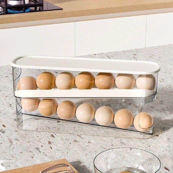 Automatic Scrolling Egg Holder Space-Saving Refrigerator