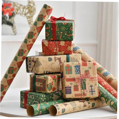 Christmas Vintage Kraft Paper Gift Wrapping Paper Santa Clau