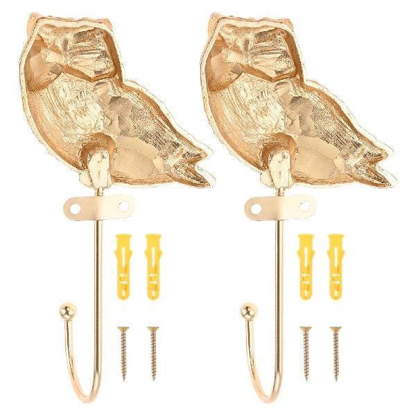 2pcs Vintage Owl Shaped Decorative Wall Hooks Rack Hangers