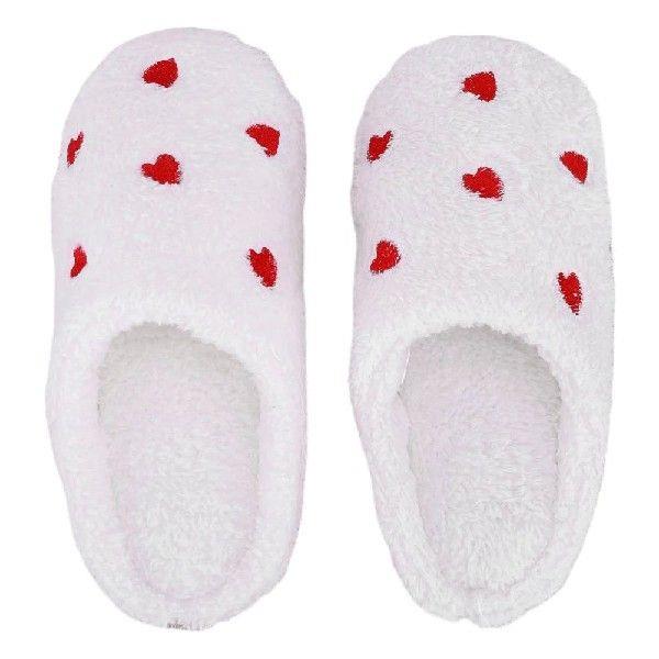 Plush Heart Slippers Non Slip Closed Toe Slippers