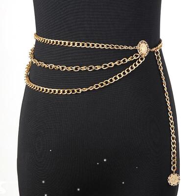 Retro Chain Belts for Women Waistbands Multilayer Long Tasse