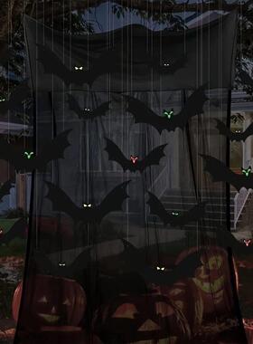 12pcs Hanging Bats Halloween Outdoor Decor Large Flying Plas