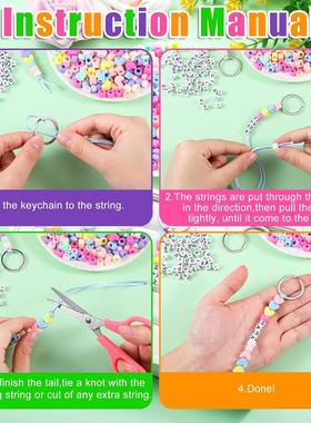 DIY Bead Keychain Making Kit Letter Beads Jewelry Key Ring
