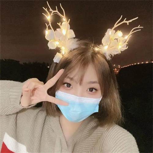 Merry Christmas Glow Antler Headband Fairy Tale Flower Retro