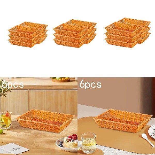 6Pcs Imitation Rattan Bread Baskets Food Baskets for Bread