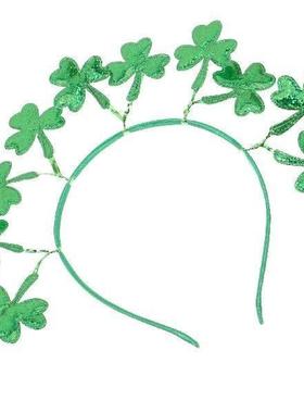 Headband St Patrick Green Shamrock Hairband Clovers Ribbon