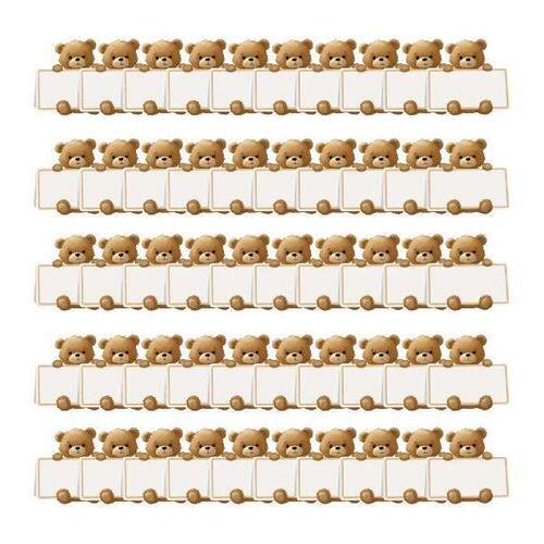 50x Bear Name Place Cards, Party Invitations Stylish,