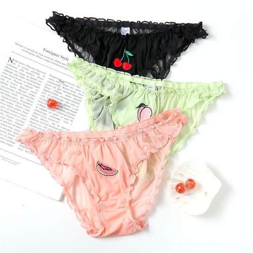 Women Sexy Lace Lingerie Temptation Low-waist Panties Fruit