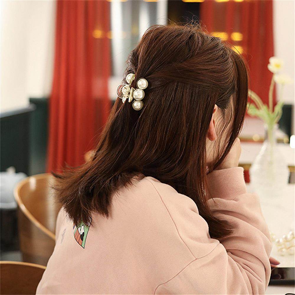 Sweet Mini Round Pearl Hair Claws for Women Girls Hair Clips