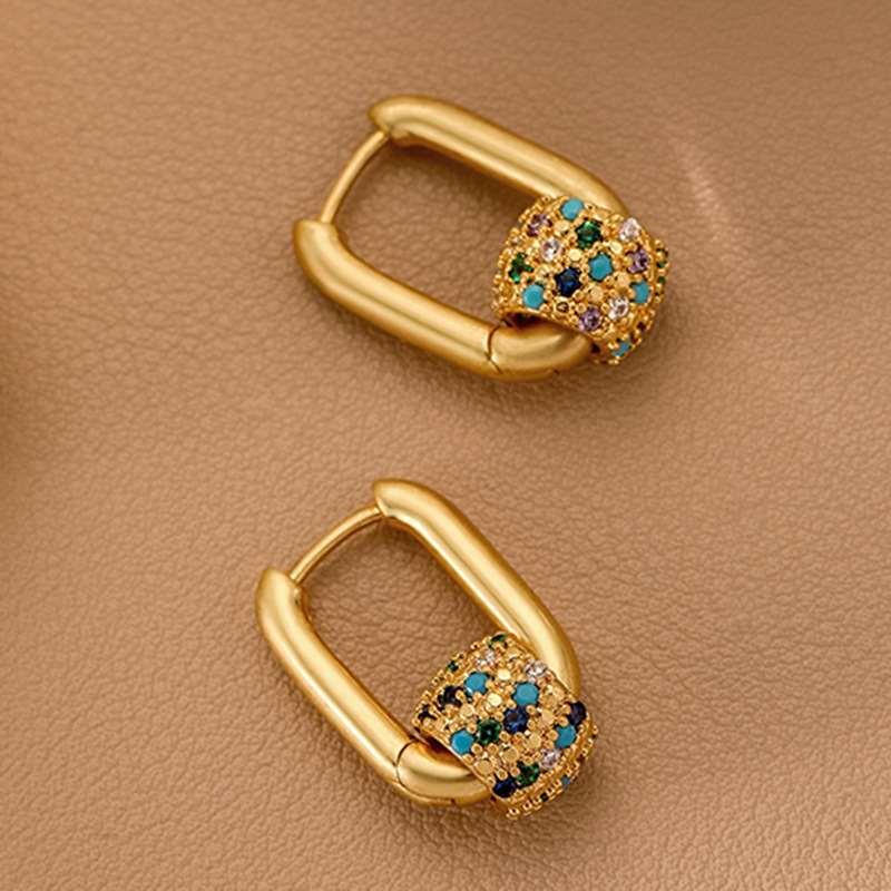 Ins New Exquisite Retro Colored Diamond Earrings Earrings Hi