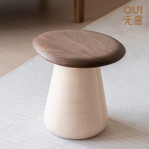 无意实木换鞋凳家用门口蘑菇