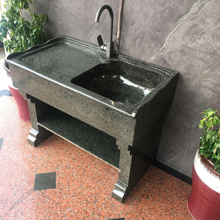 天然大理石水池户外石头洗衣池花岗岩石材洗手盆室外洗衣台一体庭