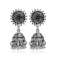 Hot-selling ethnic-style earrings, alloy, retro carved beaded tassels, Indian jhumka earrings for women thumbnail 6