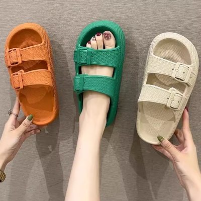 踩屎感拖鞋女夏季ins潮网红外穿韩版时尚双扣厚底防滑沙滩凉拖鞋