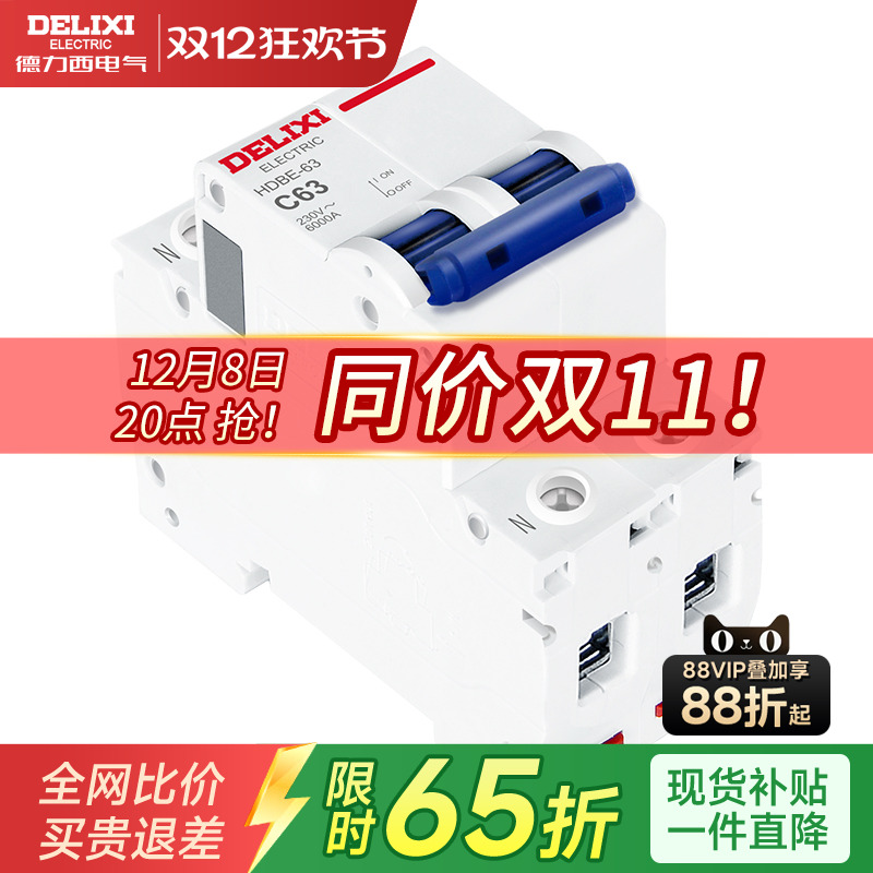 德力西断路器双极双匹63空开家用