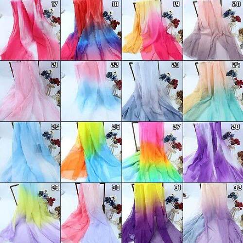 1/3/5M Ombre Sheer Gradient Chiffon Fabric Thin 30D Organza