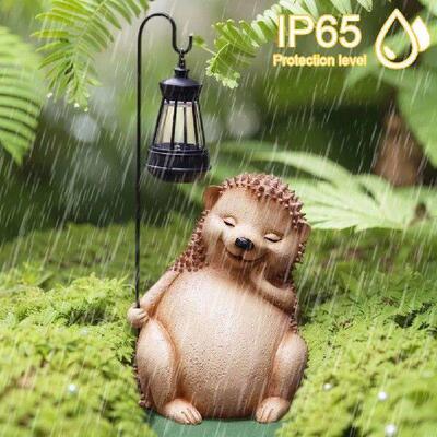 Garden Art with Solar Lantern Solar Hedgehog Garden Statue