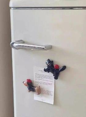 2Pcs/Set Creative Dachshund Fridge Sticker Cartoon Resin