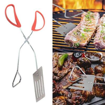 1pc Barbecue Tong Non-slip Grilled Food Bread Tong Metal