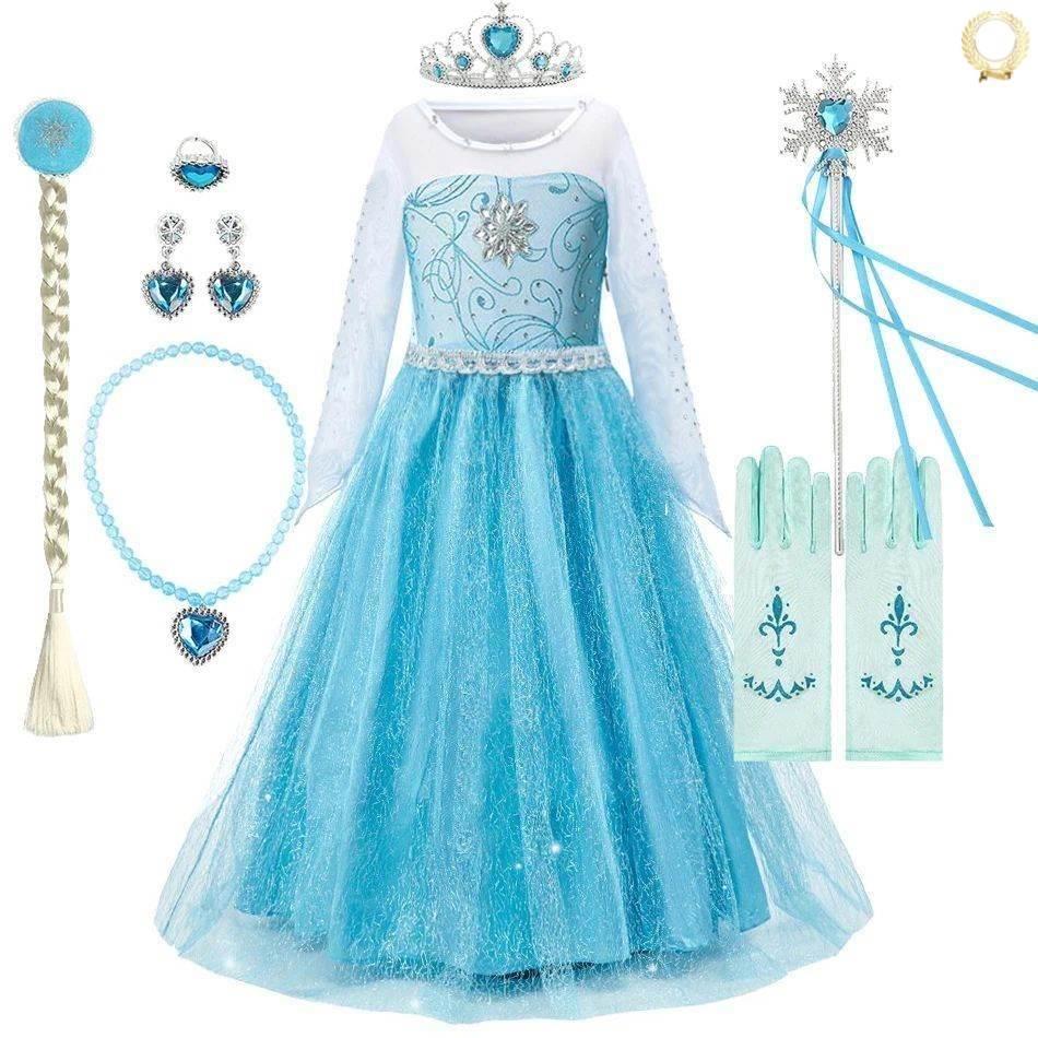 3 4 5 6 7 8 9 10 Years Children Princess Dress Kids Elsa Cos