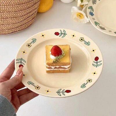 Ahunderjiaz-Rose Ceramic Dessert Tray Steak Plate for Home