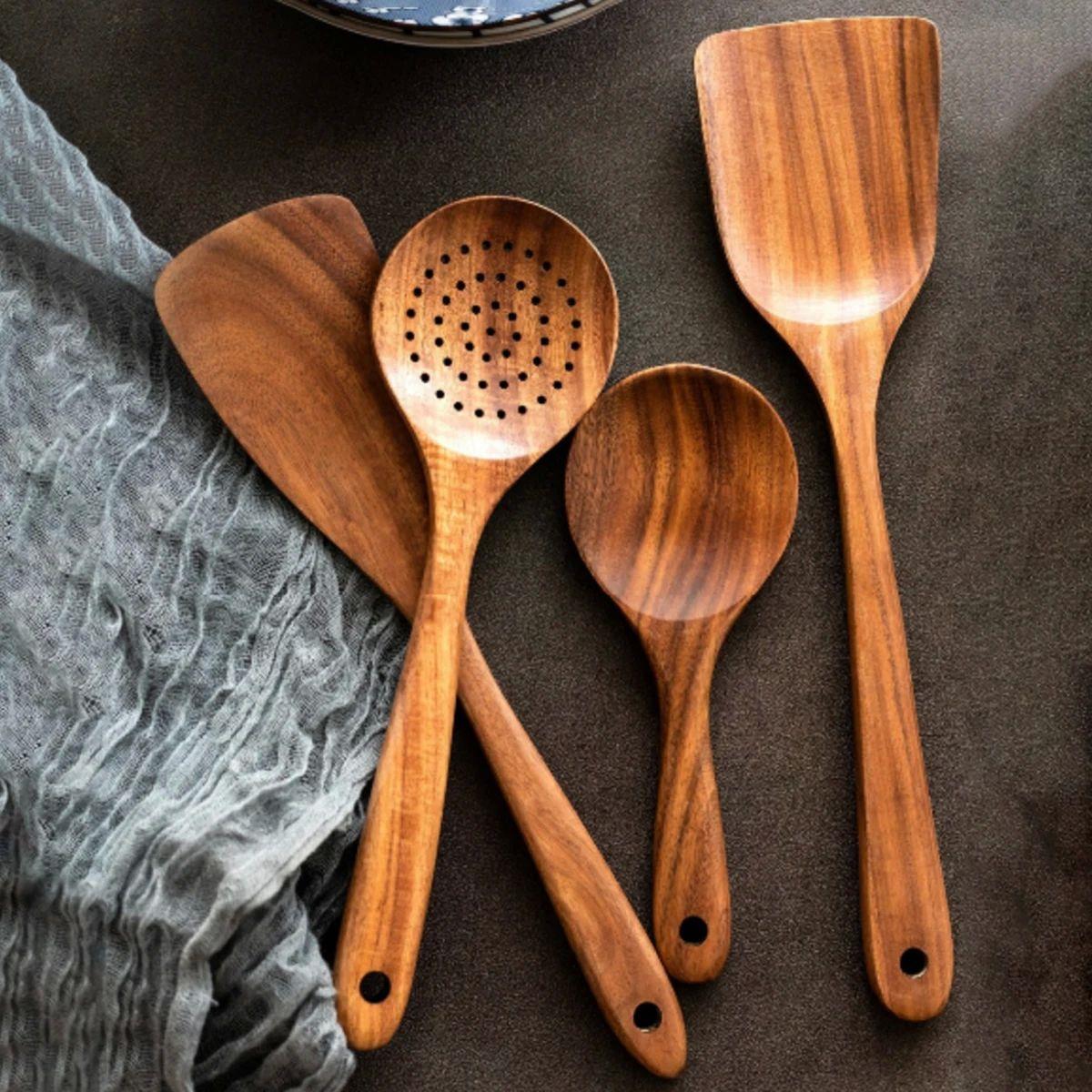 Wood Kitchenware Cooking Set Household Spatula Spoon Set Sal
