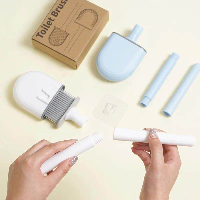 1pcs mini wall mounted toilet brush, soft silicone brush, no
