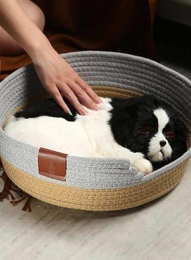 Cat supplies cattail cat bed rattan cat scratch board pet vi