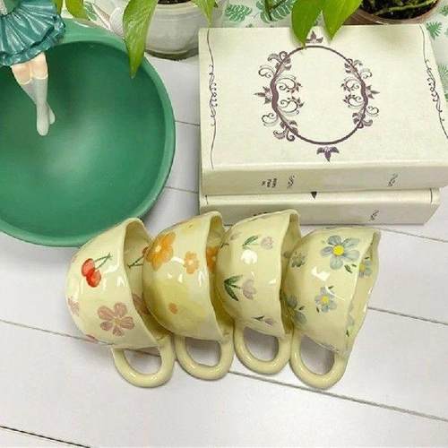 Irregular Flower Mugs Elegant Hand Pinched Cup Delicate