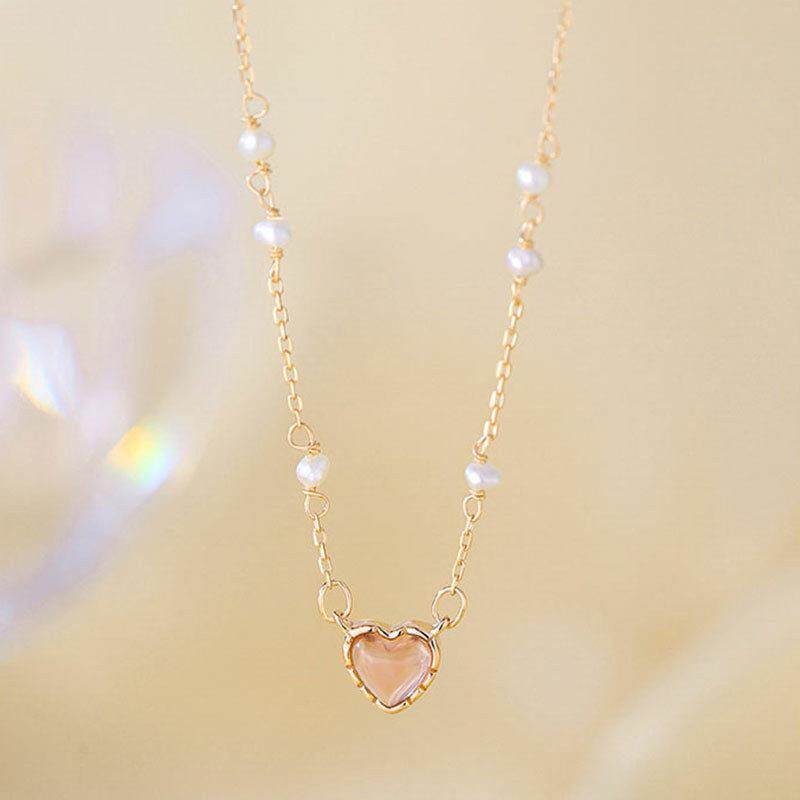 S925 Sterling Silver Love Pearl Necklace Women