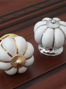 Gold Silver Pumpkin Ceramic Knobs Drawer Knob Pulls Handles