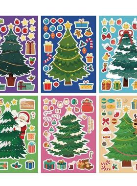 6-24sheets Christmas Party Games Stickers for Kids DIY Make