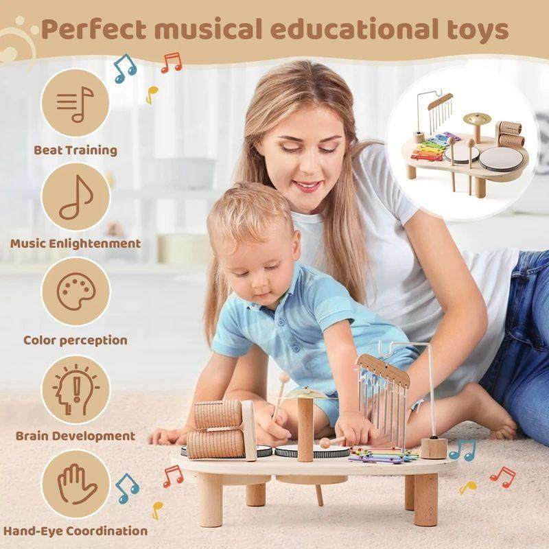 Baby Wooden Musical Instruments Toys Multifunctional Percuss