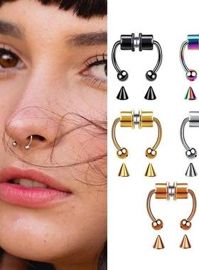 Women Fake Piercing Nose Ring Hoop Septum Non Piercing Nose