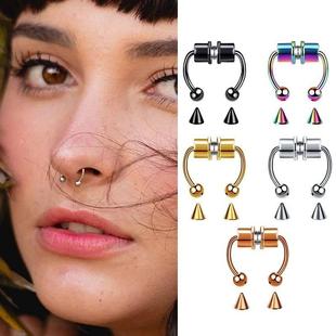 Women Fake Piercing Nose Ring Hoop Septum Non Piercing Nose