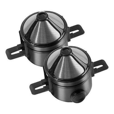 2Pcs Pour Over Coffee Dripper Paperless Reusable Stainless