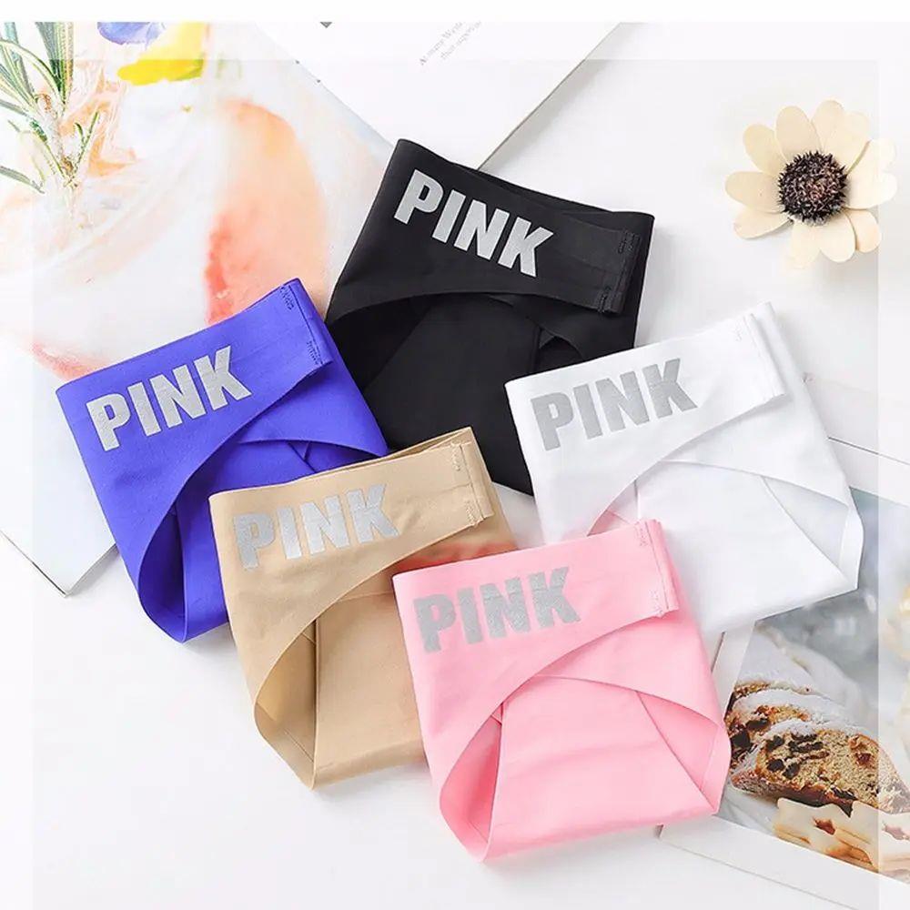 Letter Soft Seamless Briefs Thin Ice Silk Panties Low-Waist