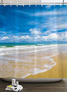 3d Beach Scenery Shower Curtains Sea Ocean Mediterranean Bat