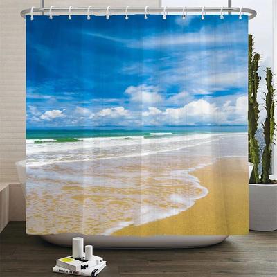 3d Beach Scenery Shower Curtains Sea Ocean Mediterranean Bat