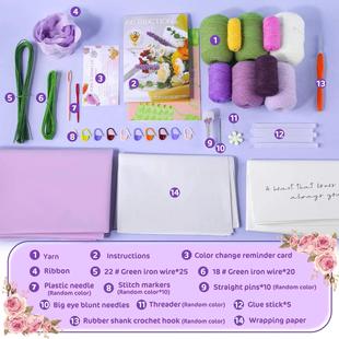 Fenrry Flower Bouquet Crochet Kit Rose Crochet Kit for Begin