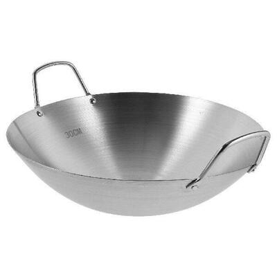 Stainless Steel Wok 30cm Double Loop Handle Cooking Pot