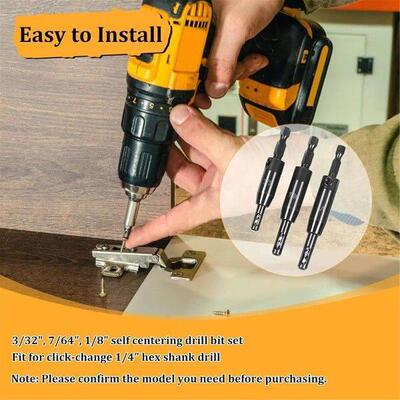 AM38M 3 PCS Self Centering Drill Bit Set 3/32inch,