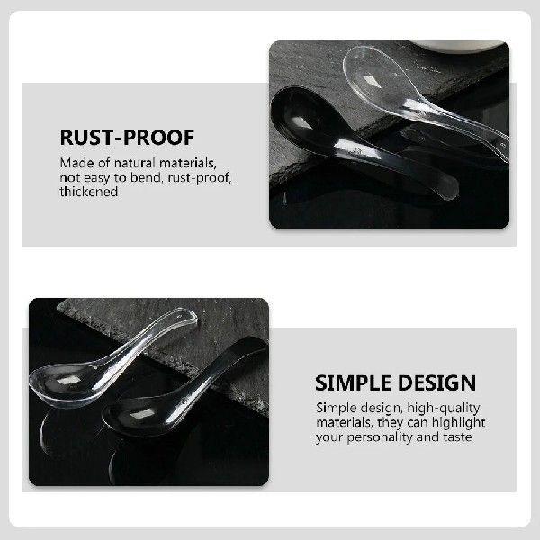 100 Pcs Disposable Spoon Rice Eating Spoons Restaurant Food